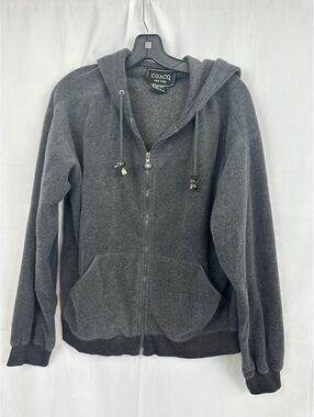 Coaco NY Womens Dark Gray Full Zip Hoodie Sweatshirt Large